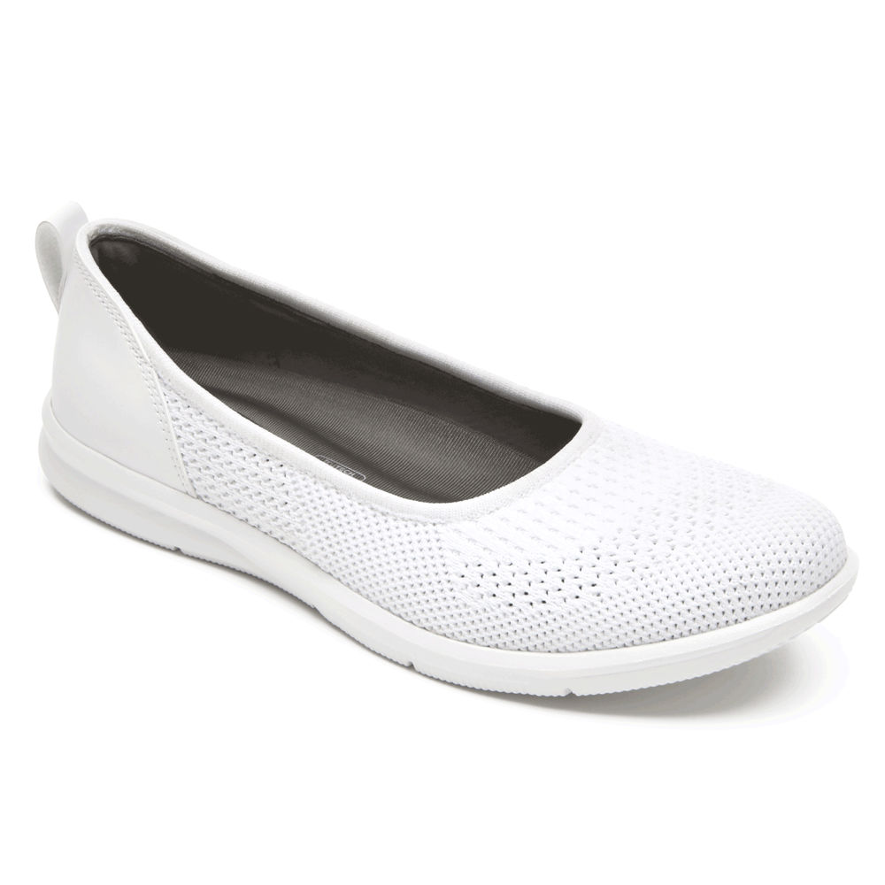 Rockport Slip-Ons Dame Hvite - Ayva Washable Strikke Ballet - FTDH25670